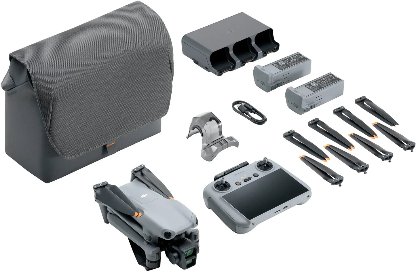 DJI - Air 3 Fly More Combo Drone and RC 2 Remote Control with Built-in Screen - Gray